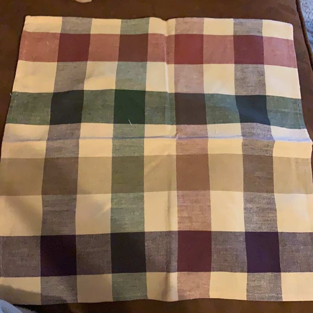 Set of 4 plaid napkins. 100% Algodon cotton. Nice durable and in new condition.